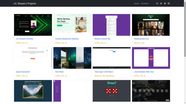 Index page listing the smaller web projects