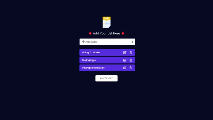Task list interface of the React Todo App